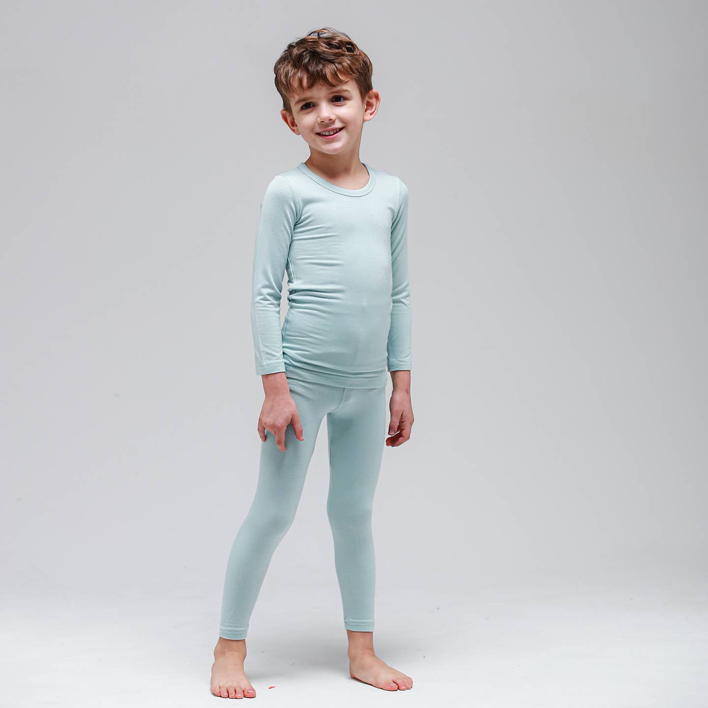 Baby/Toddler/ Kid Soft Modal Long Sleeve Pajamas (Mint) - CHATTER CARROT