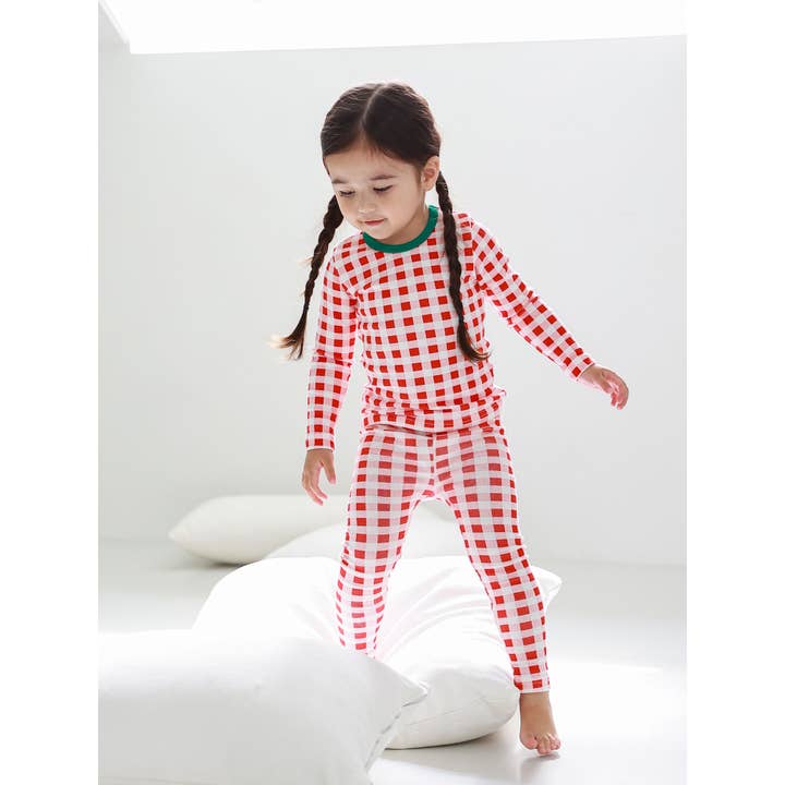 Baby/Toddler/Kid Cotton Snug Fit Check Pattern Pajamas(Red) - CHATTER CARROT