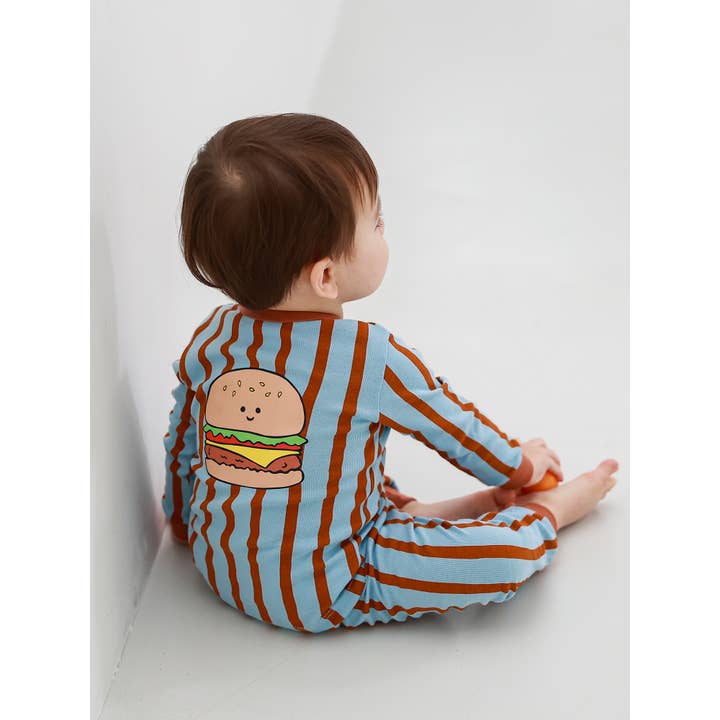 Kid Cotton Snug Fit Hamburger Printed Pajamas - CHATTER CARROT