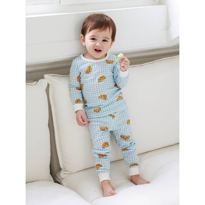 Kid Cotton Snug Fit Little Bear Pajamas (Blue) - CHATTER CARROT