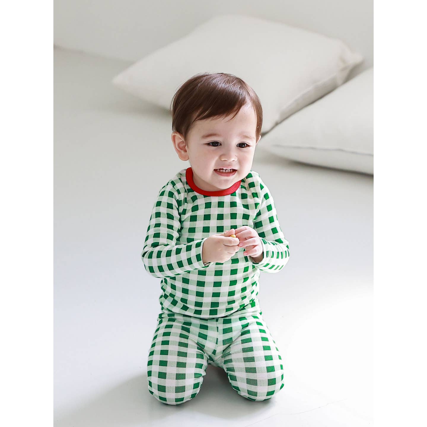 Baby/Toddler/Kid Cotton SnugFit Check Pattern Pajamas/Green - CHATTER CARROT