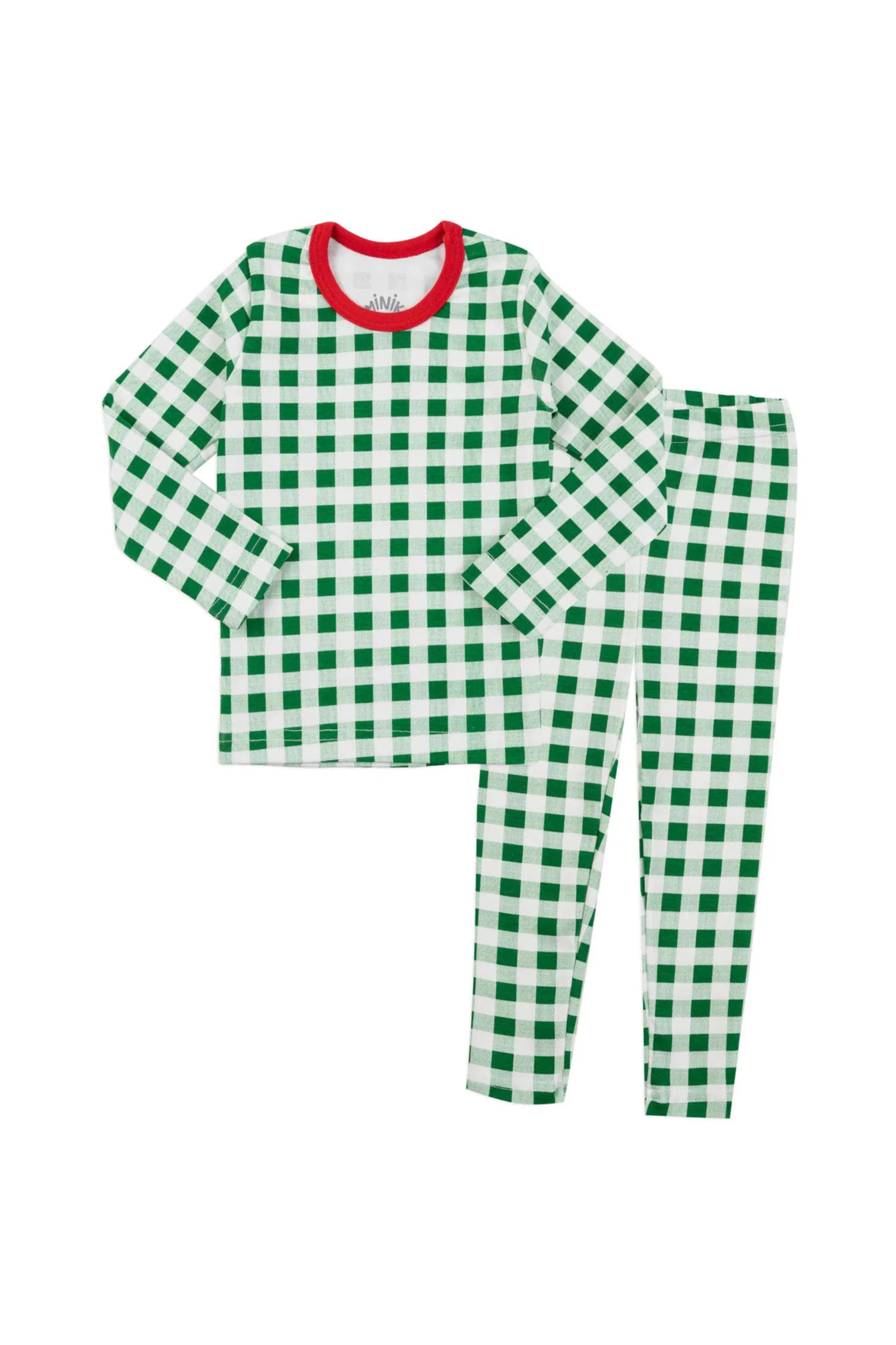 Baby/Toddler/Kid Cotton SnugFit Check Pattern Pajamas/Green - CHATTER CARROT