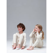 Baby/Toddler/Kid Fleece Lined Soft Thermal Pajamas (Ivory) - CHATTER CARROT