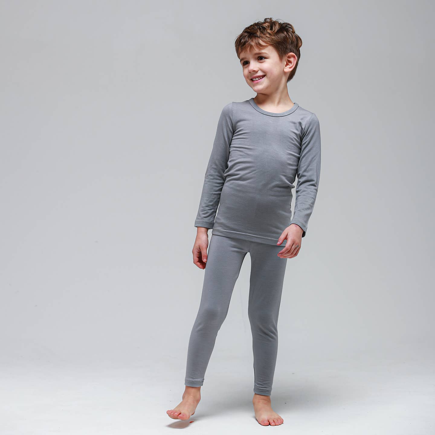 Baby/Toddler/Kid Soft Modal Long Sleeve Pajamas (Grey) - CHATTER CARROT