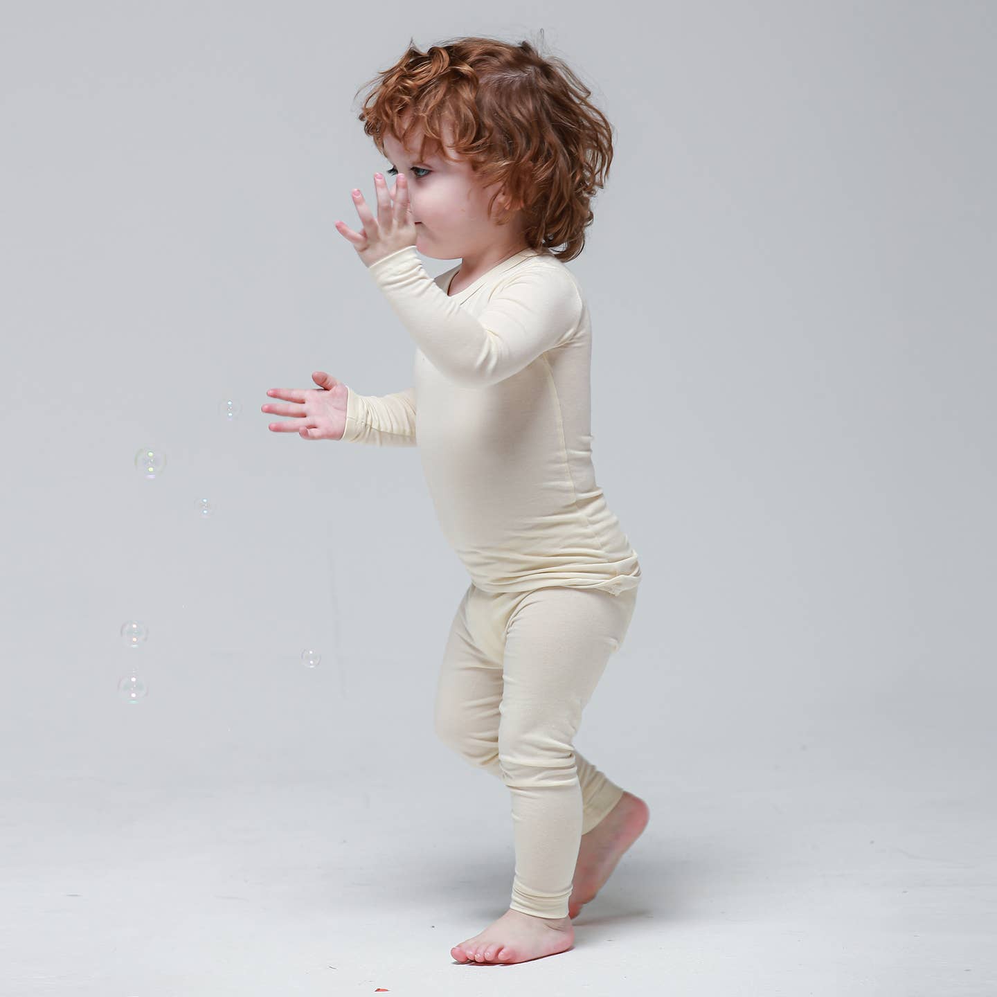 Baby/Toddler/Kid Soft Modal Long Sleeve Pajamas (Ivory) - CHATTER CARROT