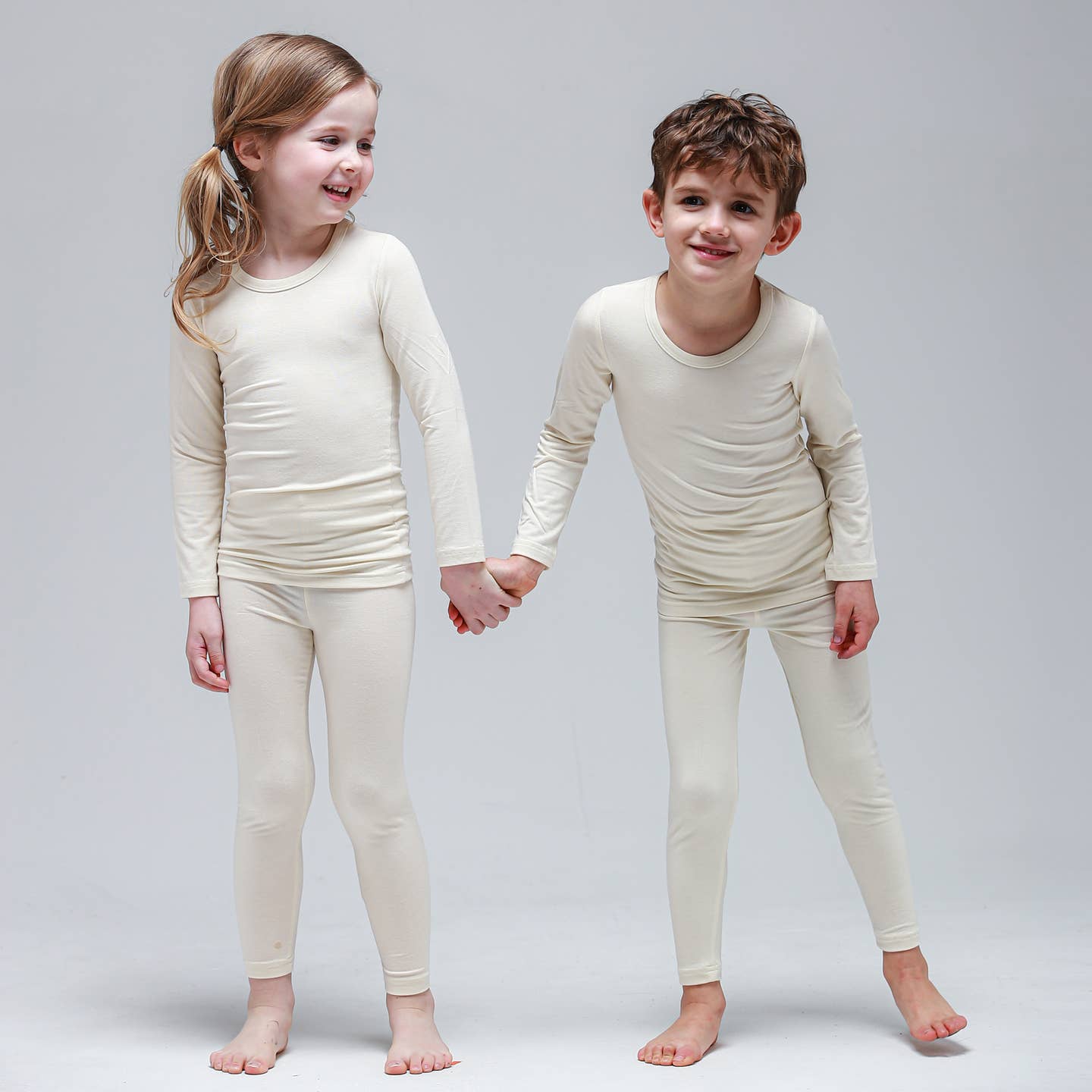 Baby/Toddler/Kid Soft Modal Long Sleeve Pajamas (Ivory) - CHATTER CARROT