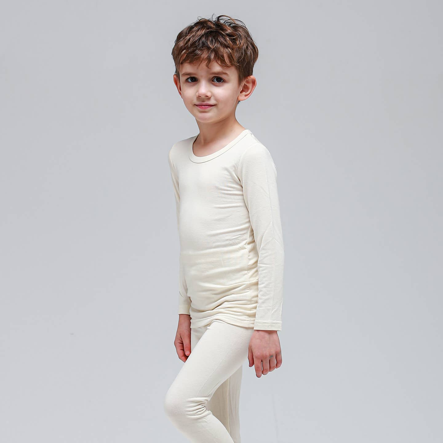 Baby/Toddler/Kid Soft Modal Long Sleeve Pajamas (Ivory) - CHATTER CARROT