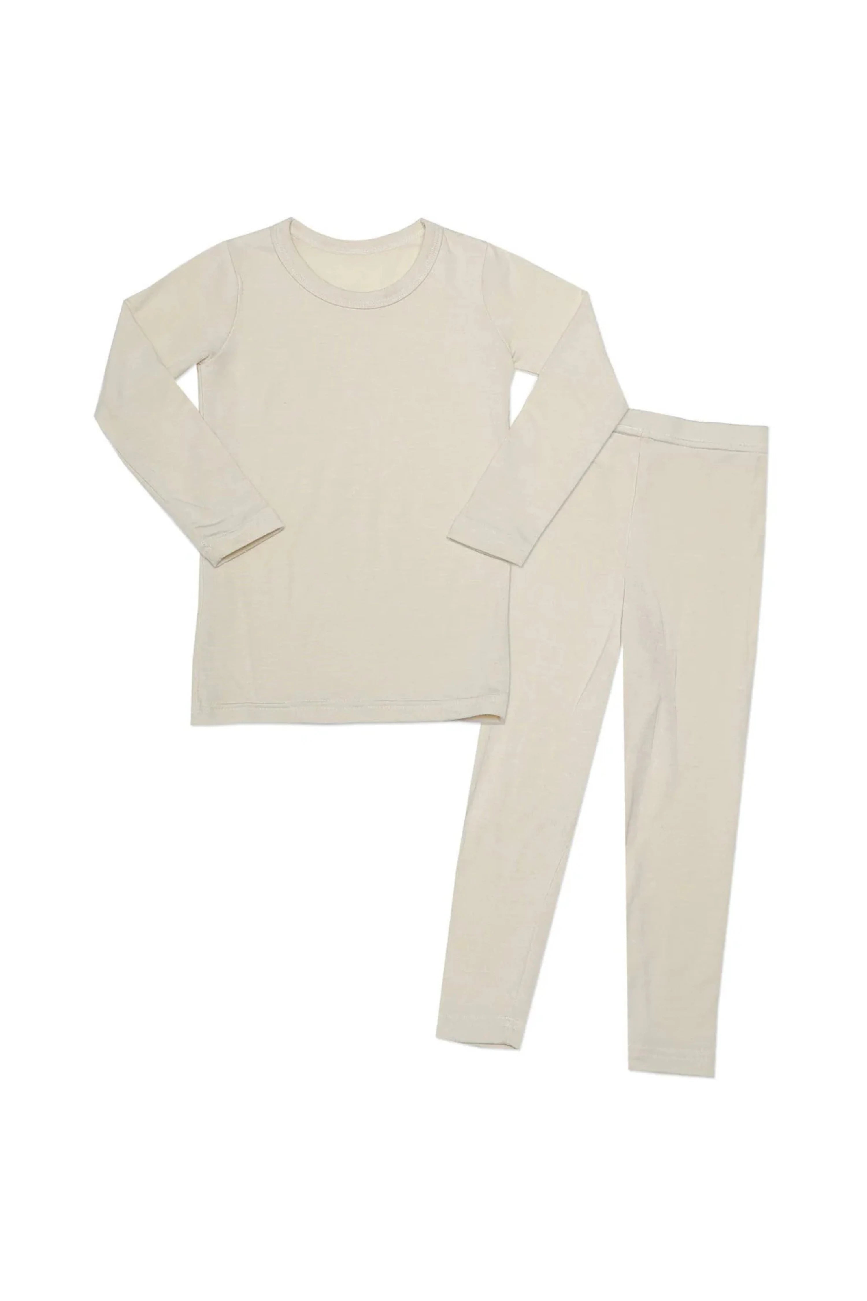 Kid Soft Modal Long Sleeve Pajamas (Ivory) - CHATTER CARROT