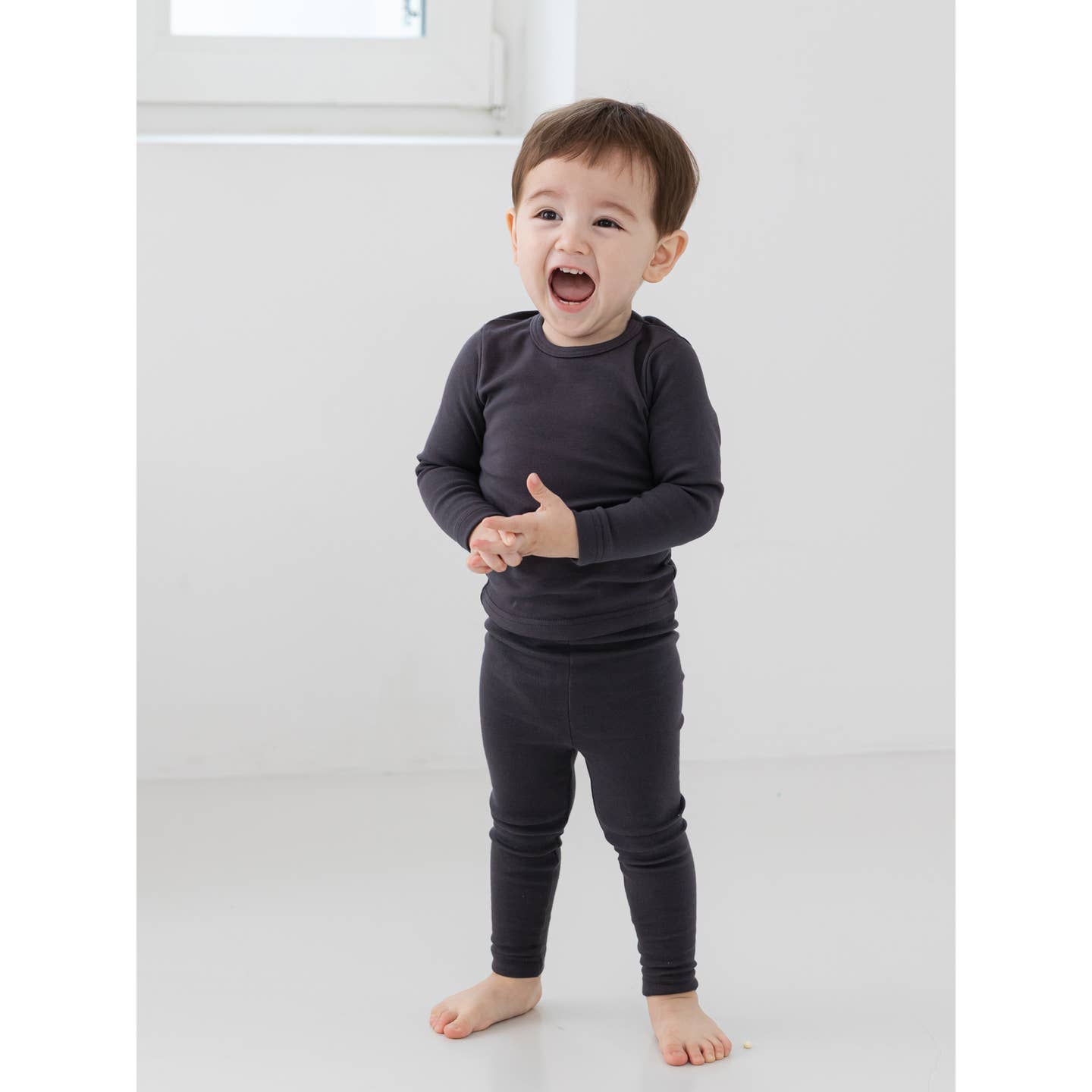 Baby/Toddler/Kid Solid Cotton Snug Fit Pajamas (Charcoal) - CHATTER CARROT