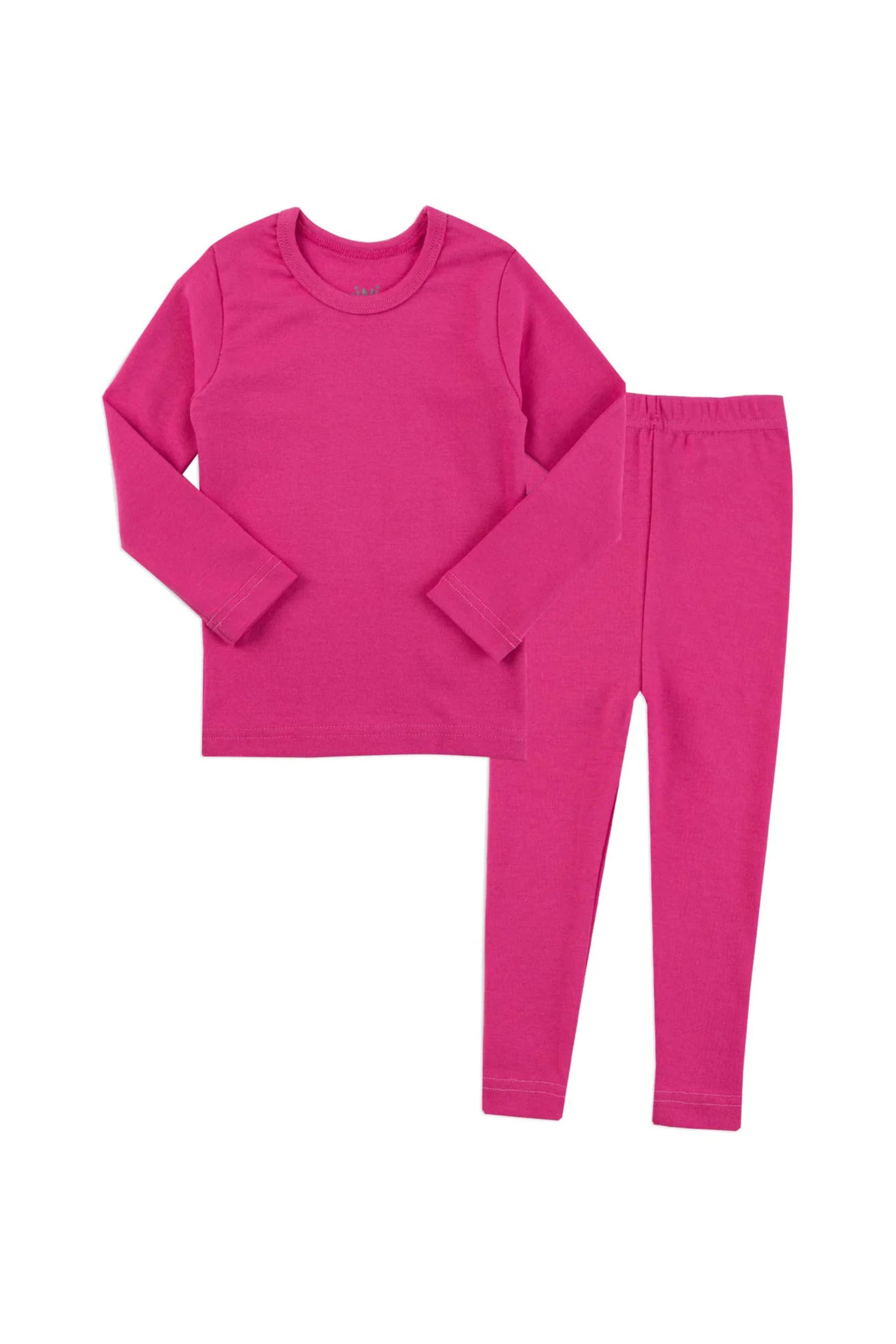 Kid Solid Cotton Snug Fit Pajamas (Hot Pink) - CHATTER CARROT