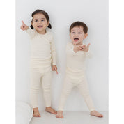 Baby/Toddler/Kid Solid Cotton Snug Fit Pajamas (Ivory) - CHATTER CARROT