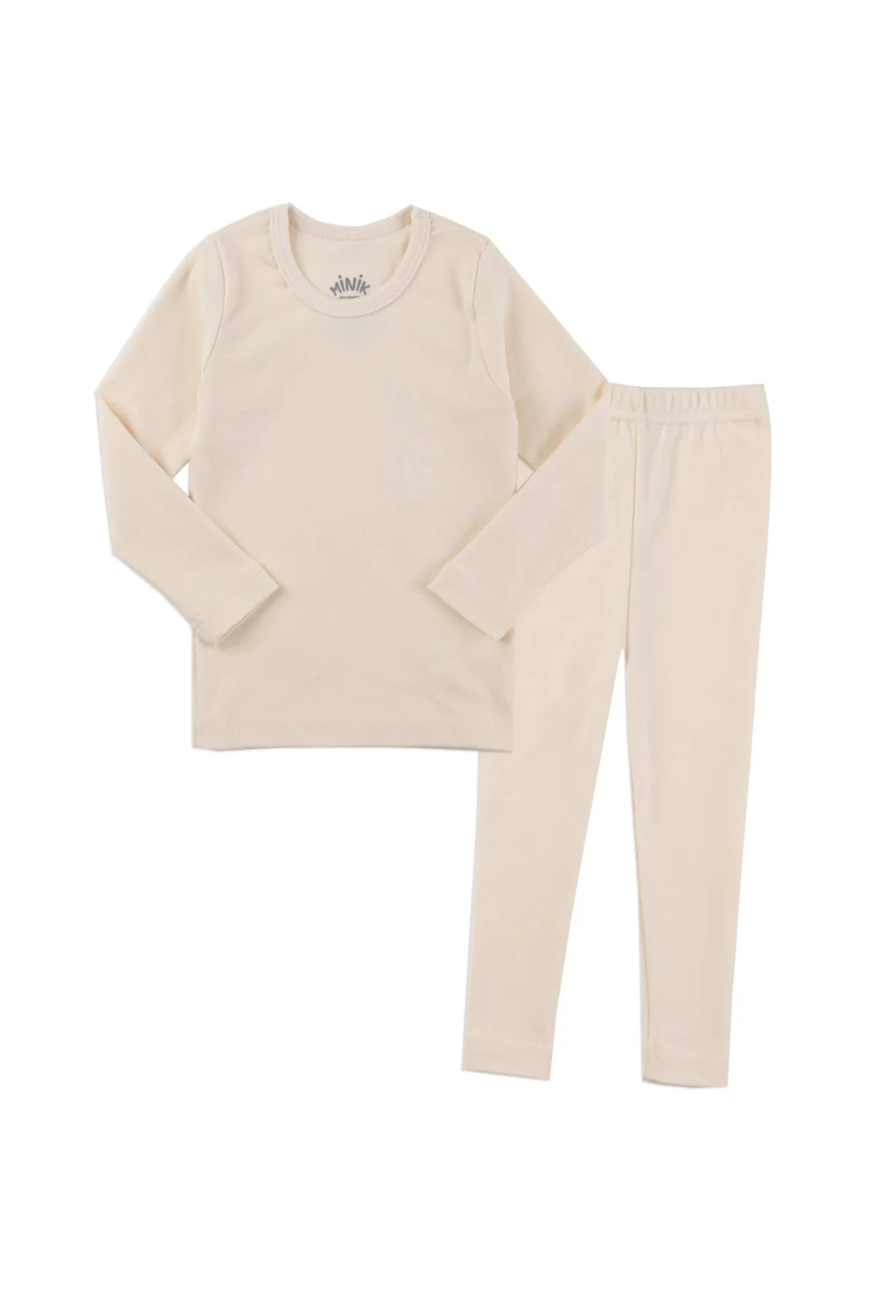 Kid Solid Cotton Snug Fit Pajamas (Ivory) - CHATTER CARROT