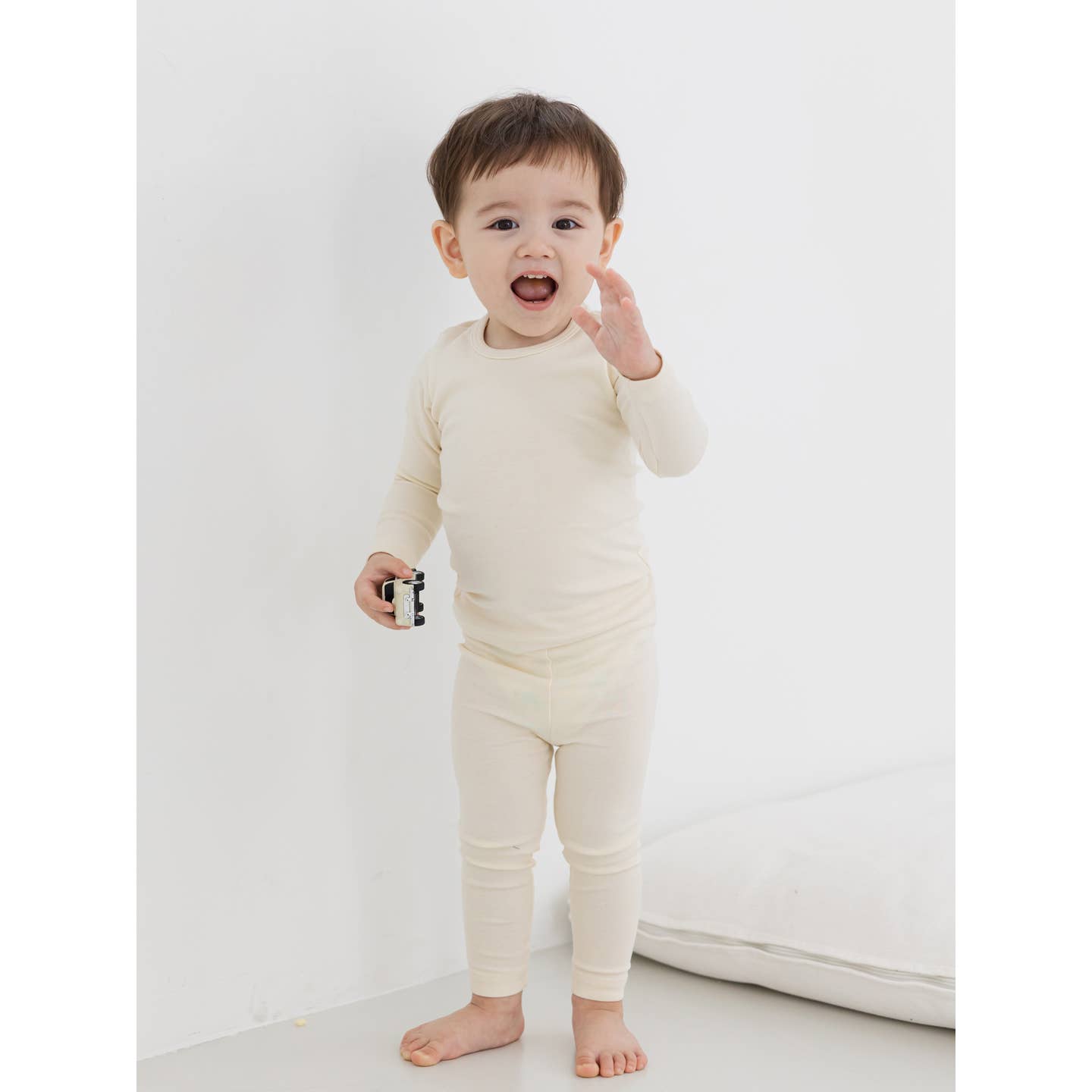 Kid Solid Cotton Snug Fit Pajamas (Ivory) - CHATTER CARROT