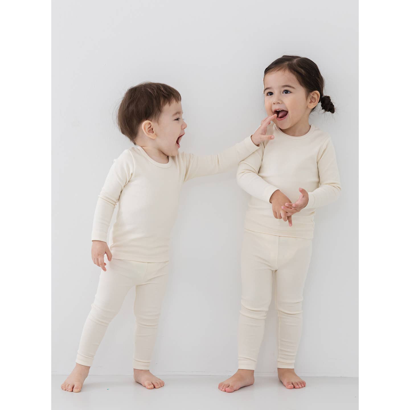 Baby/Toddler/Kid Solid Cotton Snug Fit Pajamas (Ivory) - CHATTER CARROT