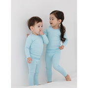 Baby/Toddler/Kid Solid Cotton Snug Fit Pajamas (Lt.Blue) - CHATTER CARROT