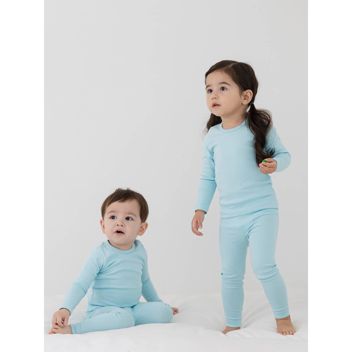 Baby/Toddler/Kid Solid Cotton Snug Fit Pajamas (Lt.Blue) - CHATTER CARROT