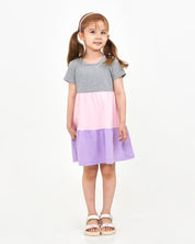 Rainbow Bright Dress (Grey/Pink/Purple) - CHATTER CARROT