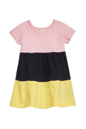 Rainbow Bright Dress (Pink/Navy/Yellow) - CHATTER CARROT